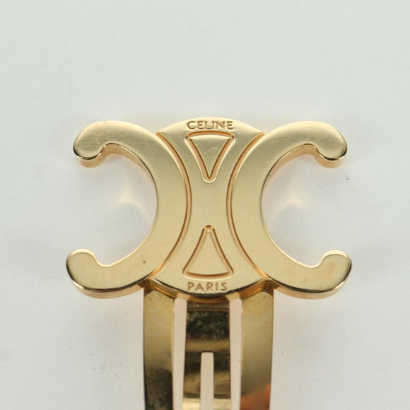 CELINE Haarspange Triomphe Haarclip Metall Goldfarben Auth AMZ182M