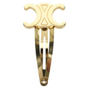 CELINE Haarspange Triomphe Haarclip Metall Goldfarben Auth AMZ182M-2