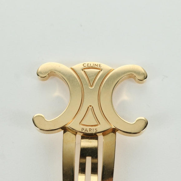 CELINE Haarspange Triomphe Haarclip Metall Goldfarben Auth AMZ182M
