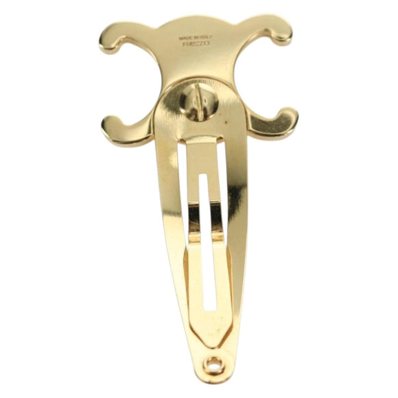 CELINE Haarspange Triomphe Haarclip Metall Goldfarben Auth AMZ182M