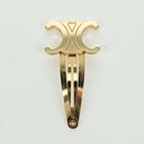 CELINE Haarspange Triomphe Haarclip Metall Goldfarben Auth AMZ182M-9