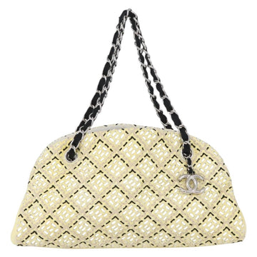 CHANEL Chain Matelasse Shoulder Bag Patent leather Yellow Silver CC Auth AMZ306A - 0
