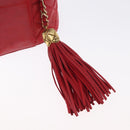 CHANEL Chain Schoudertas Lamsleer Rood Goud CC Auth AMZ310A-15