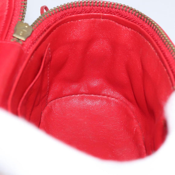 CHANEL Chain Schoudertas Lamsleer Rood Goud CC Auth AMZ310A