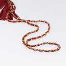 CHANEL Chain Schoudertas Lamsleer Rood Goud CC Auth AMZ310A-8