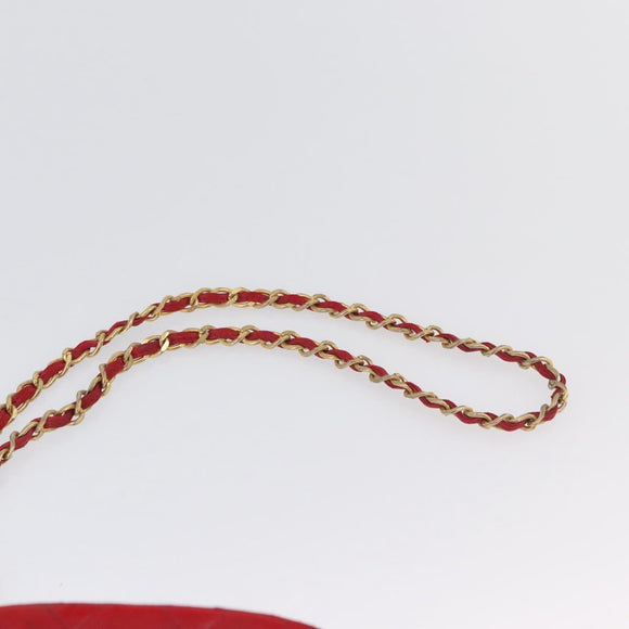 CHANEL Chain Schoudertas Lamsleer Rood Goud CC Auth AMZ310A