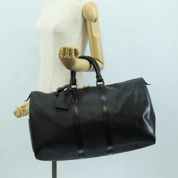 LOUIS VUITTON Epi Keepall 45 Boston Bag Black M42972 LV Auth AMZ311A