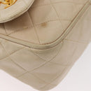 CHANEL Matelasse Chain Shoulder Bag Lamb Skin Ivory Gold CC Auth AMZ315-10