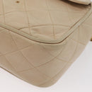 CHANEL Matelasse Chain Shoulder Bag Lamb Skin Ivory Gold CC Auth AMZ315-11
