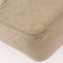 CHANEL Matelasse Chain Shoulder Bag Lamb Skin Ivory Gold CC Auth AMZ315-12
