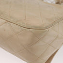 CHANEL Matelasse Chain Shoulder Bag Lamb Skin Ivory Gold CC Auth AMZ315-13