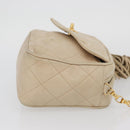 CHANEL Matelasse Chain Shoulder Bag Lamb Skin Ivory Gold CC Auth AMZ315-4