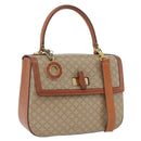 CELINE Macadam Canvas Circle Hand Bag PVC 2way Beige Gold Auth AMZ333A-1