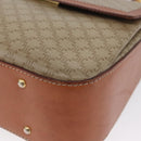 CELINE Macadam Canvas Circle Hand Bag PVC 2way Beige Gold Auth AMZ333A-16