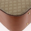 CELINE Macadam Canvas Circle Hand Bag PVC 2way Beige Gold Auth AMZ333A-17