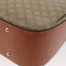 CELINE Macadam Canvas Circle Hand Bag PVC 2way Beige Gold Auth AMZ333A-18