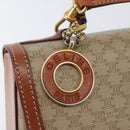 CELINE Macadam Canvas Circle Hand Bag PVC 2way Beige Gold Auth AMZ333A-19