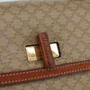 CELINE Macadam Canvas Circle Hand Bag PVC 2way Beige Gold Auth AMZ333A-20