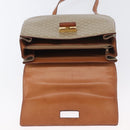 CELINE Macadam Canvas Circle Hand Bag PVC 2way Beige Gold Auth AMZ333A-10
