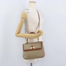 CELINE Macadam Canvas Circle Hand Bag PVC 2way Beige Gold Auth AMZ333A-29
