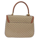 CELINE Macadam Canvas Circle Hand Bag PVC 2way Beige Gold Auth AMZ333A-2