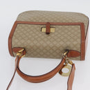 CELINE Macadam Canvas Circle Hand Bag PVC 2way Beige Gold Auth AMZ333A-6