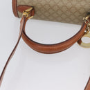 CELINE Macadam Canvas Circle Hand Bag PVC 2way Beige Gold Auth AMZ333A-7