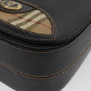 Burberrys Nova Check Shoulder Bag PVC Leather Black Gold Auth AMZ334-14