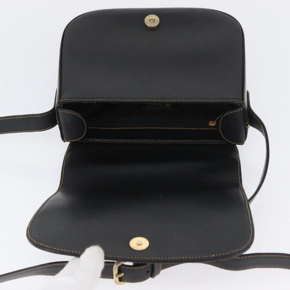 Burberrys Nova Check Shoulder Bag PVC Leather Black Gold Auth AMZ334
