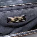 Burberrys Nova Check Shoulder Bag PVC Leather Black Gold Auth AMZ334-11