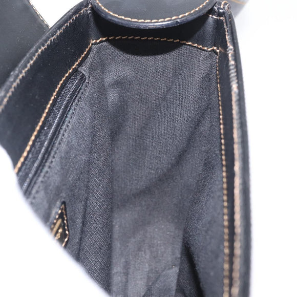 Burberrys Nova Check Shoulder Bag PVC Leather Black Gold Auth AMZ334