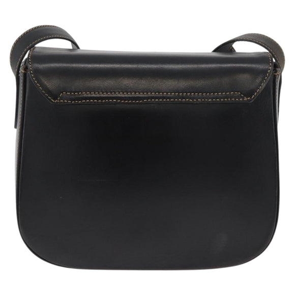 Burberrys Nova Check Shoulder Bag PVC Leather Black Gold Auth AMZ334