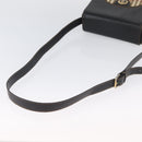 Burberrys Nova Check Shoulder Bag PVC Leather Black Gold Auth AMZ334-7