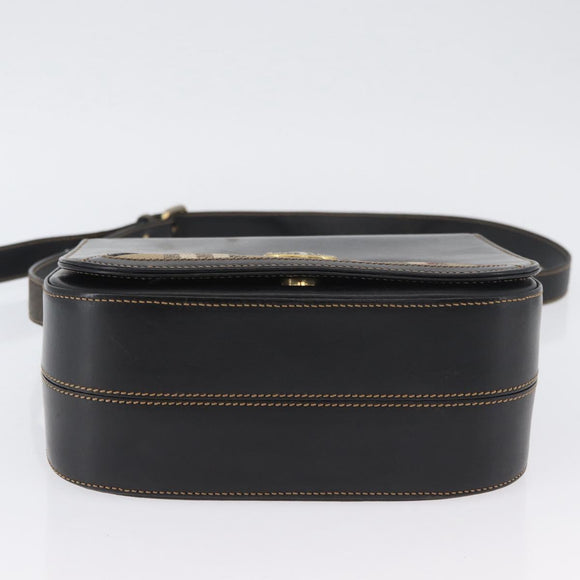 Burberrys Nova Check Shoulder Bag PVC Leather Black Gold Auth AMZ334