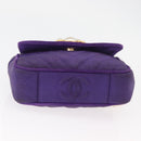 CHANEL V Stitch Pearl Shoulder Bag Nylon Purple Gold CC Auth AMZ336-11