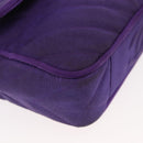 CHANEL V Stitch Pearl Shoulder Bag Nylon Purple Gold CC Auth AMZ336-12
