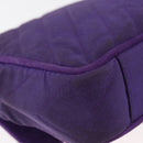 CHANEL V Stitch Pearl Shoulder Bag Nylon Purple Gold CC Auth AMZ336-14