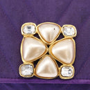 CHANEL V Stitch Pearl Shoulder Bag Nylon Purple Gold CC Auth AMZ336-16