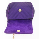 CHANEL V Stitch Pearl Shoulder Bag Nylon Purple Gold CC Auth AMZ336-17