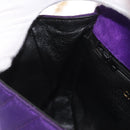 CHANEL V Stitch Pearl Shoulder Bag Nylon Purple Gold CC Auth AMZ336-21