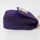 CHANEL V Stitch Pearl Shoulder Bag Nylon Purple Gold CC Auth AMZ336-4