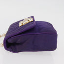 CHANEL V Stitch Pearl Shoulder Bag Nylon Purple Gold CC Auth AMZ336-5