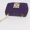 CHANEL V Stitch Pearl Shoulder Bag Nylon Purple Gold CC Auth AMZ336-6