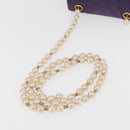 CHANEL V Stitch Pearl Shoulder Bag Nylon Purple Gold CC Auth AMZ336-7