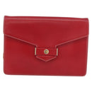 Christian Dior Chain Shoulder Bag Leather Red Gold Auth AMZ337A-13