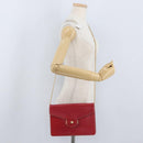 Christian Dior Chain Shoulder Bag Leather Red Gold Auth AMZ337A-22
