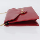 Christian Dior Chain Shoulder Bag Leather Red Gold Auth AMZ337A-4
