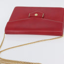 Christian Dior Chain Shoulder Bag Leather Red Gold Auth AMZ337A-6