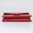 Christian Dior Chain Shoulder Bag Leather Red Gold Auth AMZ337A-5