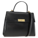 Christian Dior Hand Bag Leather 2way Black Gold Auth AMZ338A-1